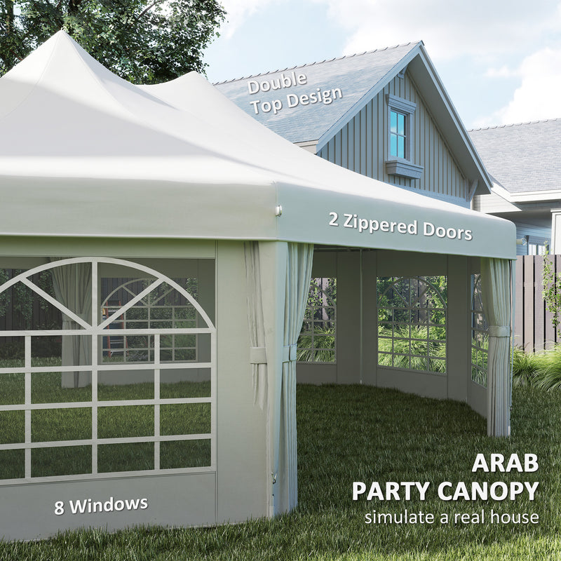 White 10 Sided Decagonal Garden Gazebo Marquee Party Tent with Heavy Duty Frame by Outsunny