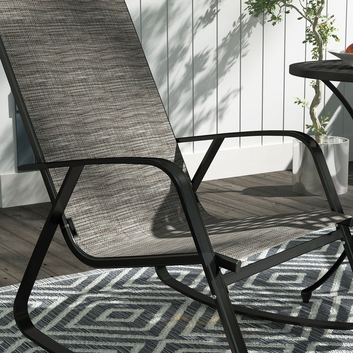 Set of 2 Garden Rocking Chairs with High Back and Armrests for Patio or Balcony by Outsunny