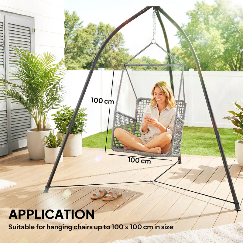 Hammock Chair Stand for Garden or Patio with Adjustable Height and Weather Resistant Frame Black AOSOM