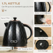 Fast Boil 17L Electric Kettle and 2 Slice Toaster Set With Auto Shut Off Black