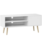 White TV Stand for TVs up to 55 Inches with Open Shelves and Cable Management