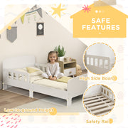 Toddler Bed Frame with Safety Rails for Ages 3 to 8 Ideal for Kids Bedrooms White