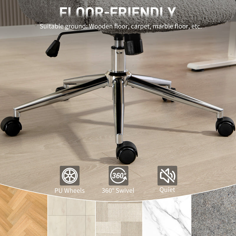 Ergonomic Office Chair with Adjustable Headrest and Boucle Fabric for Home Working Charcoal Grey AOSOM