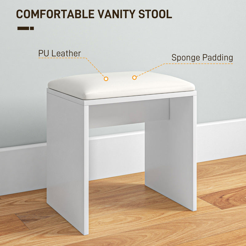 Dressing Table and Stool Set With Hidden Storage Ideal for Bedroom or Vanity Use White
