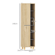 Slim Wooden Bathroom Cabinet With Multi-Storage by HOMCOM