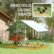 Walk in Chicken Run with Cover Feeding Door Feeder and Perch for 6 8 Poultry by PawHut