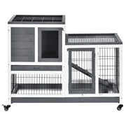 2 Tier Wooden Hutch for Guinea Pigs and Small Pets Ideal for Indoor Use Grey