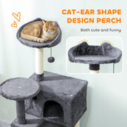 Large 160cm Cat Tree Tower with Hammock Condos Scratching Posts and Ladder Dark Grey AOSOM