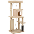 Cat Tree Tower With Scratching Posts Bed House and Brush For Indoor Cats, Beige AOSOM