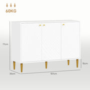 White and Gold Sideboard with Two Cupboards Elegant Storage Unit by HOMCOM