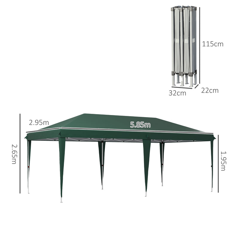 Green 6 x 3 m Pop Up Gazebo with Steel Frame for Outdoor Events by Outsunny