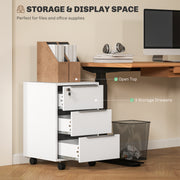 White 3 Drawer Locking Filing Cabinet with Storage Space by HOMCOM