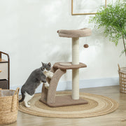 Brown Cat Tree for Indoor Cats With Sisal Scratching Post Hanging Ball and Large Perch by PawHut