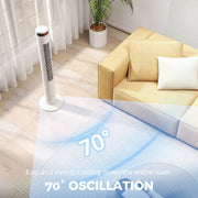 Tower Fan with Remote Control for Quiet Cooling and Space Saving in Any Room White AOSOM