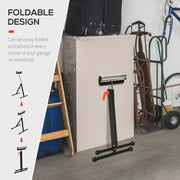 Adjustable Roller Stand for Steady Woodworking Support in Workshops and Garages Black Silver AOSOM