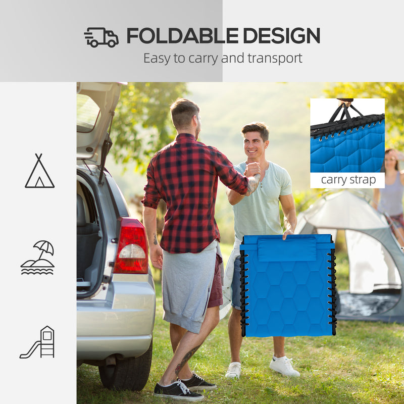 Set of 2 Blue Reclining Sun Loungers with 5 Position Backrests for Garden Relaxation