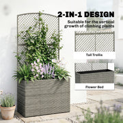 Raised Rattan Planter with Trellis for Easy Gardening Without Bending Dark Grey Outsunny