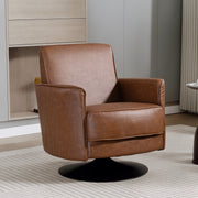 Swivel Accent Chair With Thick Padding Ideal For Living Room Or Office Use Brown AOSOM