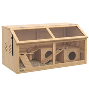 Wooden Hamster Cage for Gerbils and Mice with Suspension Bridge and Openable Top by PawHut