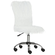 Armless Swivel Office Chair with Adjustable Height for Home or Vanity Use, White
