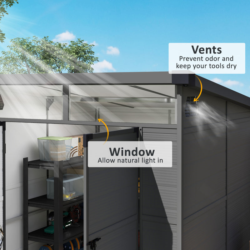 6 x 6ft Outdoor Plastic Garden Shed with Windows and Ventilation by Outsunny