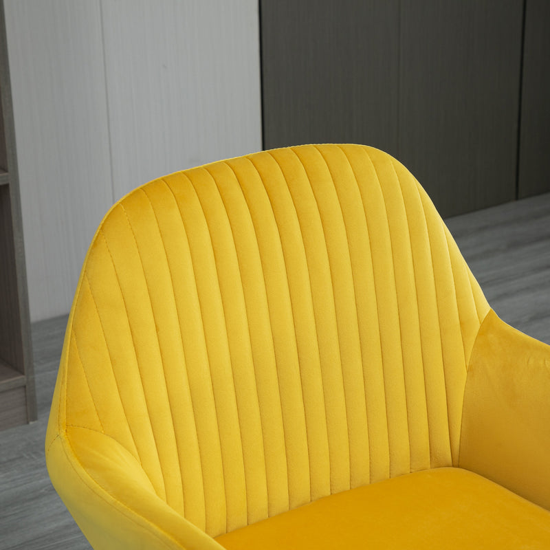 Modern Upholstered Armchair with Sturdy Metal Base Ideal for Living Room Comfort Yellow