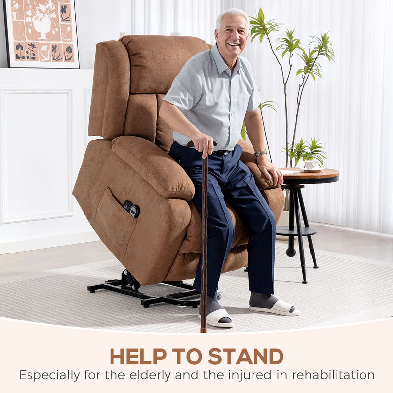 Electric Power Lift Recliner Chair with Massage and Footrest for Elderly Comfort Brown