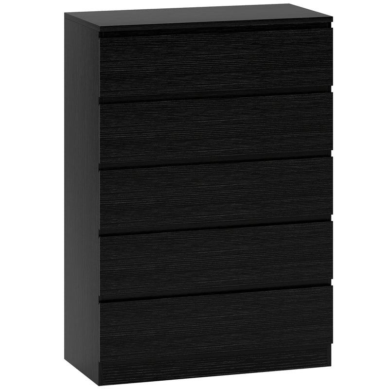 Chest of Drawers for Bedroom Organisation with 5 Smooth-Glide Drawers Black