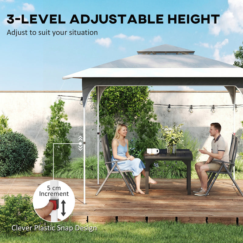 Pop Up Garden Gazebo with Double Tier Roof for Sun Protection and Easy Setup Dark Grey