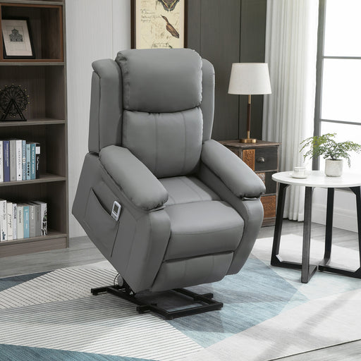 Electric Riser Recliner Chair With Heat Massage And Lift Function For Elderly, Grey