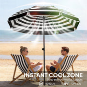 1.8m Beach Umbrella with Adjustable Tilt and Carry Bag for Easy Sun Protection (UPF30+) Outsunny