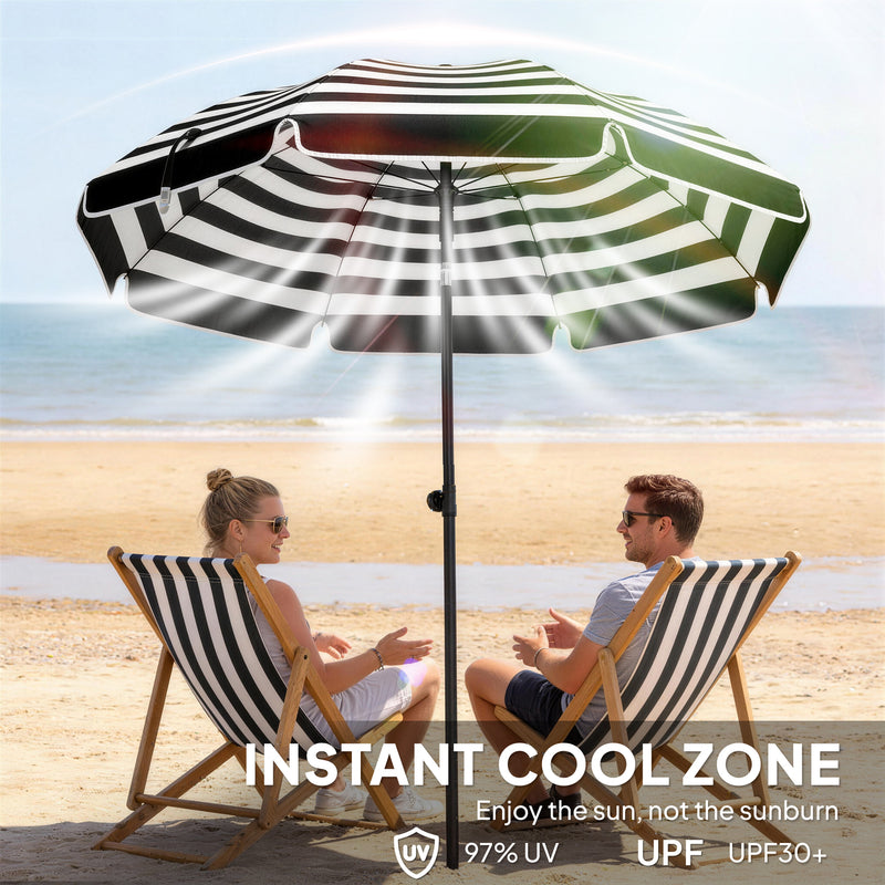 1.8m Beach Umbrella with Adjustable Tilt and Carry Bag for Easy Sun Protection (UPF30+) Outsunny