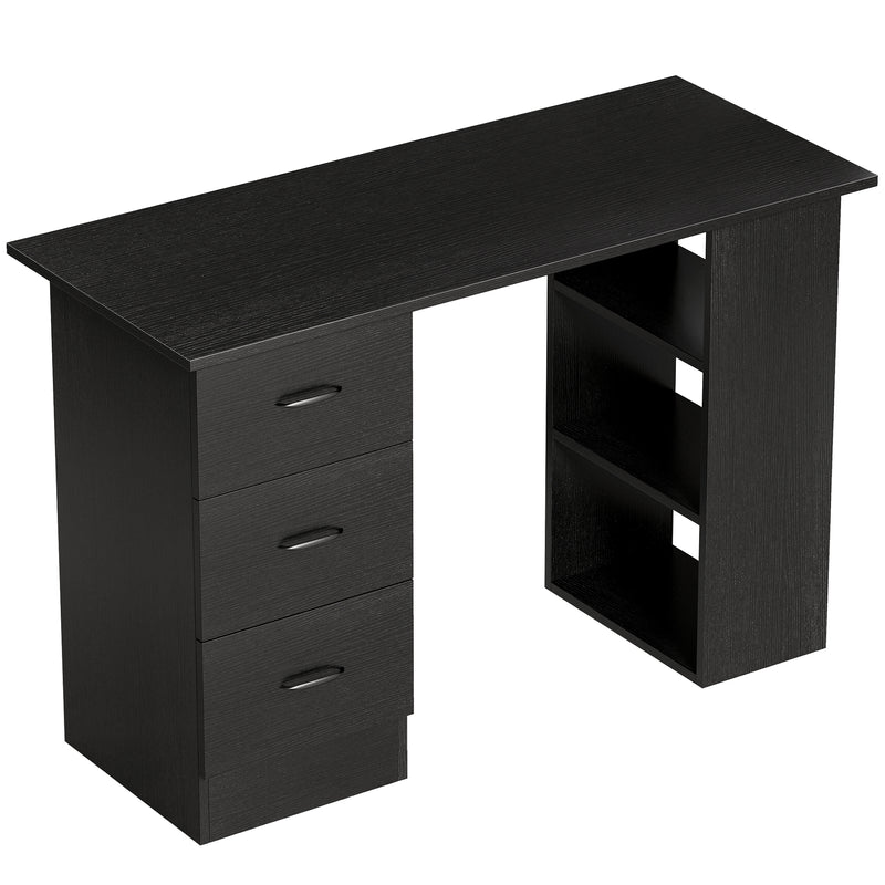 Computer Desk With Storage Shelves And Drawers Ideal For Home Office Use Black AOSOM