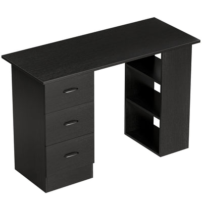 Computer Desk With Storage Shelves And Drawers Ideal For Home Office Use Black AOSOM