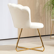Cream Velvet Lotus Petal Accent Chair with Gold Legs Plush Upholstery and Stylish Design