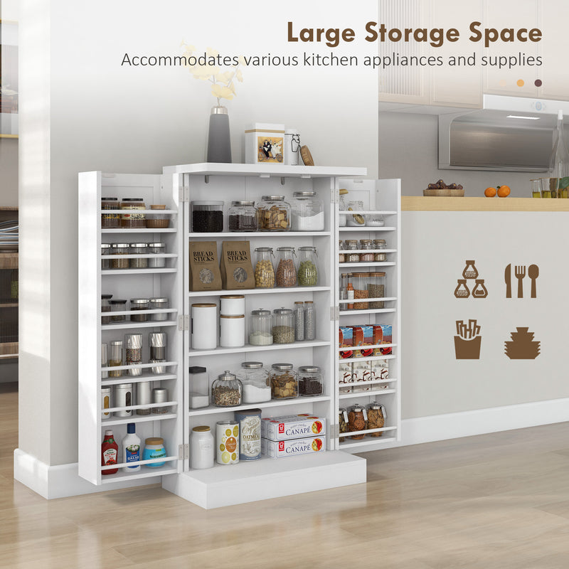 Freestanding Kitchen Storage Cupboard with Adjustable Shelves Ideal for Home Organisation White