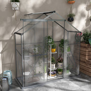 Walk In Polycarbonate Greenhouse With Sliding Door and Rain Gutter For Garden Use Dark Grey