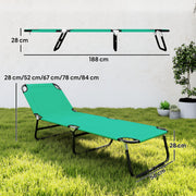 Outsunny Foldable Sun Lounger with 5-Position Adjustable Backrest, Outdoor Portable Recliner Chaise Lounge Chair, Green AOSOM