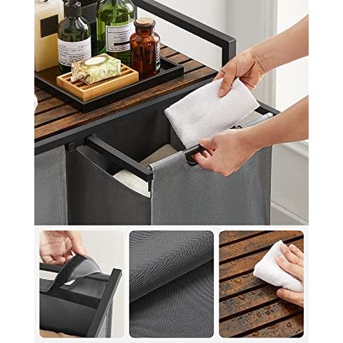VASAGLE 2 Compartment Laundry Sorter: Rustic Brown & Grey