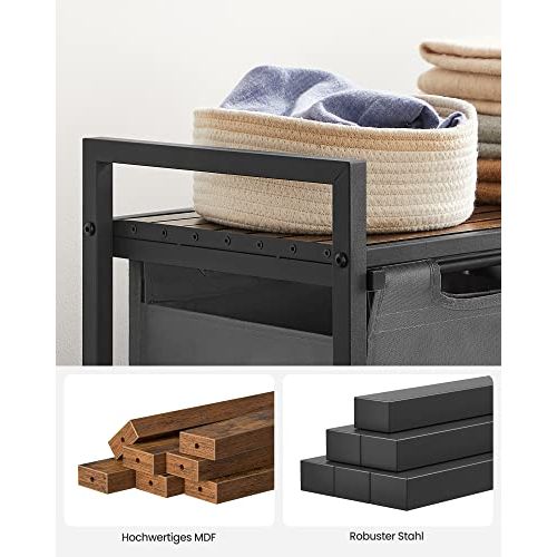 VASAGLE 2 Compartment Laundry Sorter: Rustic Brown & Grey