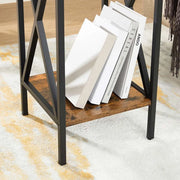 Industrial Nightstand With Drawer by Vasagle - Stylish bedside table with a black steel frame and rustic brown wooden body and draw. There is an open shelf at the bottom