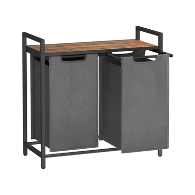 VASAGLE 2 Compartment Laundry Sorter: Rustic Brown & Grey VASAGLE