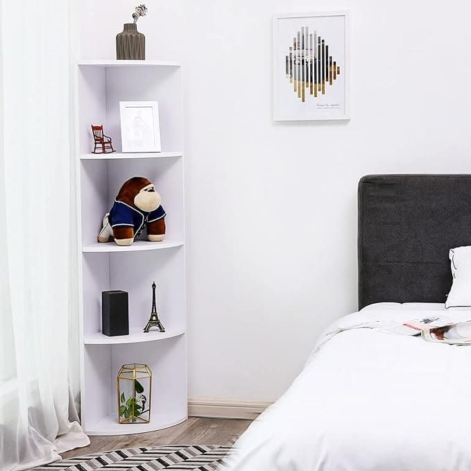 Vasagle Freestanding Corner Shelf White, 4 Tier