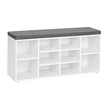 Vasagle Shoe Bench With Seat, White & Grey