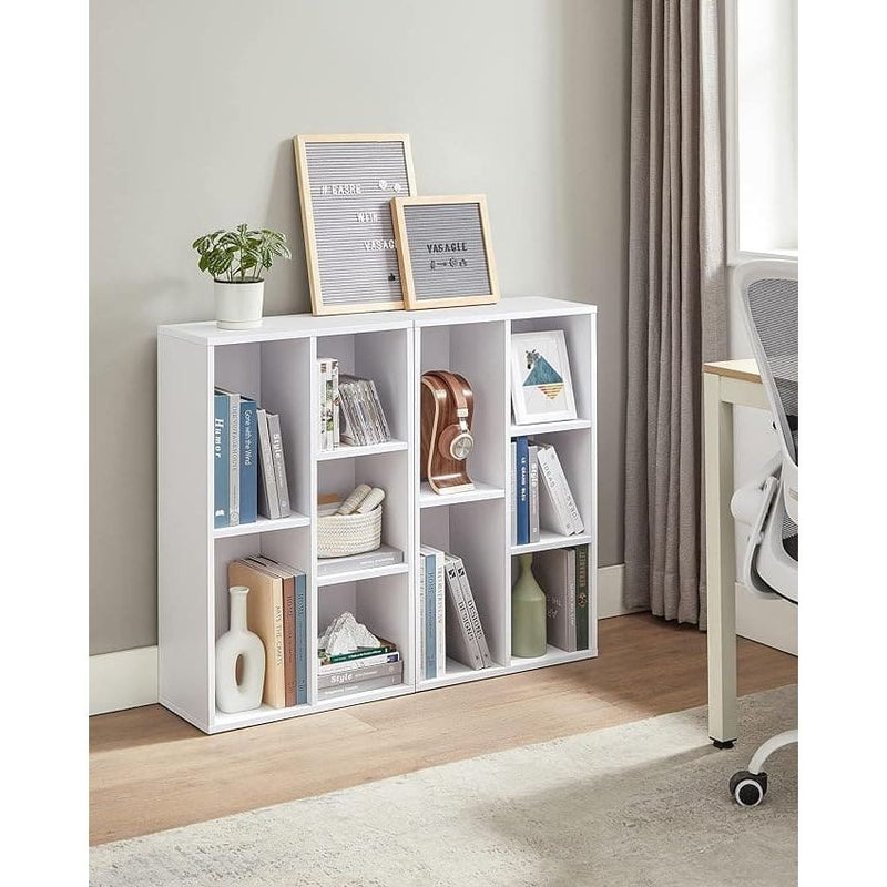 Vasagle Small Bookcase, White, 5 Grid