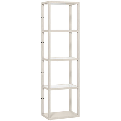 LED Floor Lamp with 4 Glass Shelves Dimmable Light Ideal for Living Room or Office Oak