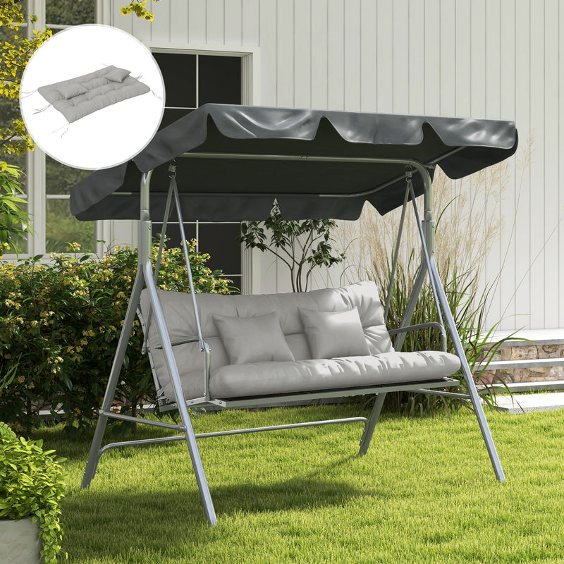 Light Grey Garden Chair Cushion Set with Ties and Pillows (Cushions Only)