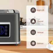 Touch Screen Kettle and Toaster Set With Fast Boil Feature For Modern Kitchens Grey