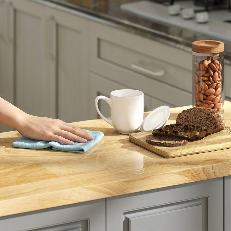 Grey Mobile Kitchen Island Trolley With Drop Leaf, Storage Shelves, Drawers, and Rubber Wood Counter Top For Easy Meal Prep