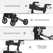 4 Wheel Folding Rollator Walker with Seat Bag and Dual Brakes for Seniors and Disabled by HOMCOM AOSOM